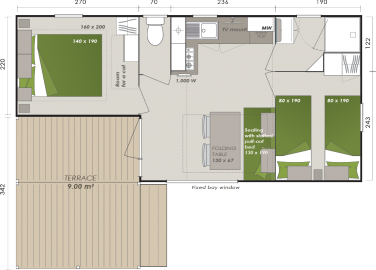 2-bedroom mobile home (28m²)