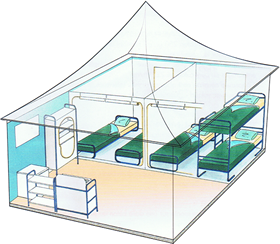 Fully-equipped tent in 3D